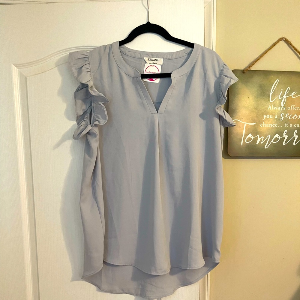 Light gray shirt sleeve blouse